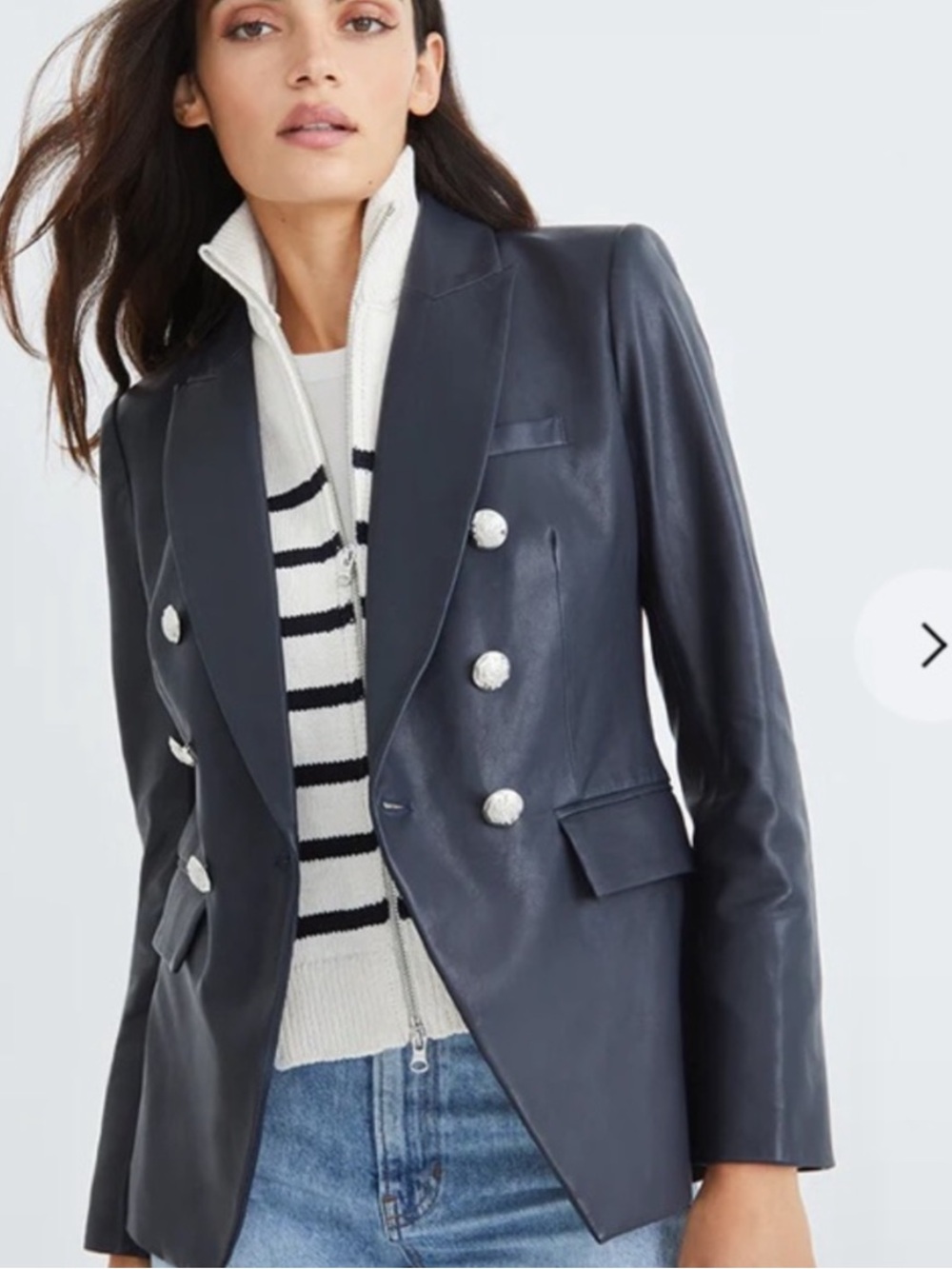 Veronica Beard navy leather Miller jacket
